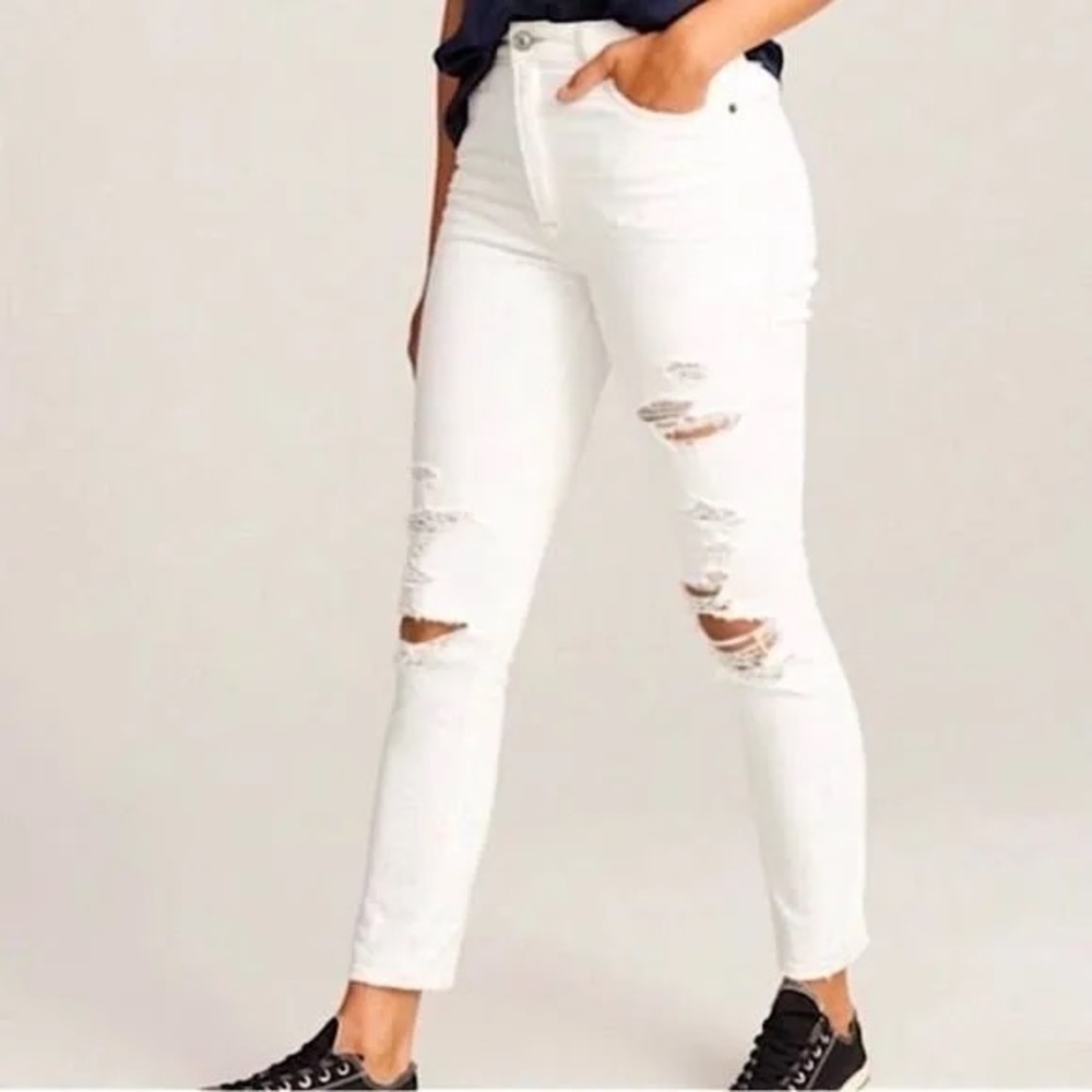Abercrombie & Fitch Simone High Rise Slim Distressed Denim Jeans